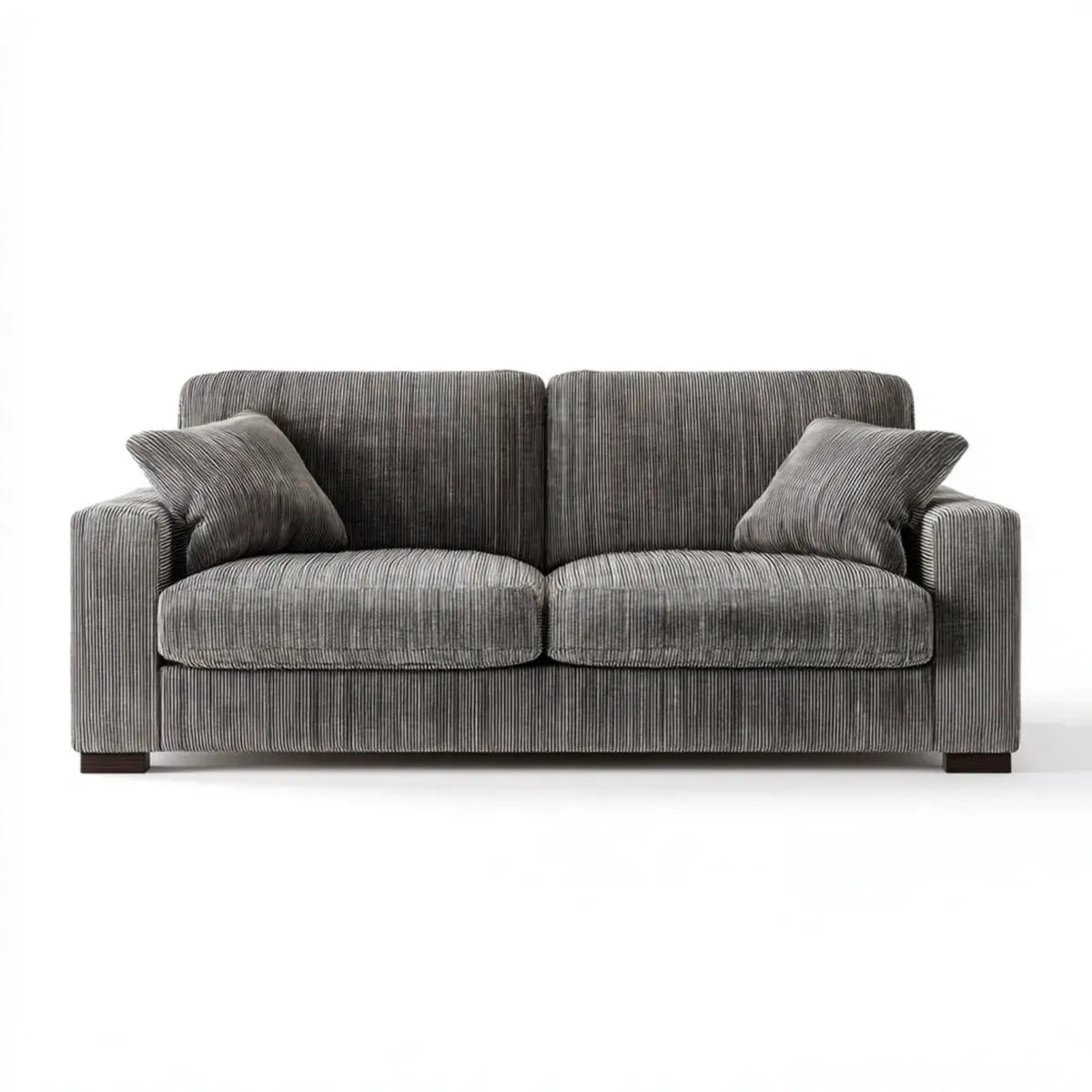 Canapé 2 places gris en velours côtelé polyester 180 x 90 x 85 cm rectangulaire