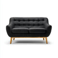 Canapé 2 places noir en polyester avec pieds en bois massif 140 x 78 x 86 cm