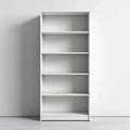 Bibliothèque droite blanche 60 x 30 x 180 cm en panneaux MDF mélaminés avec 5 étagères