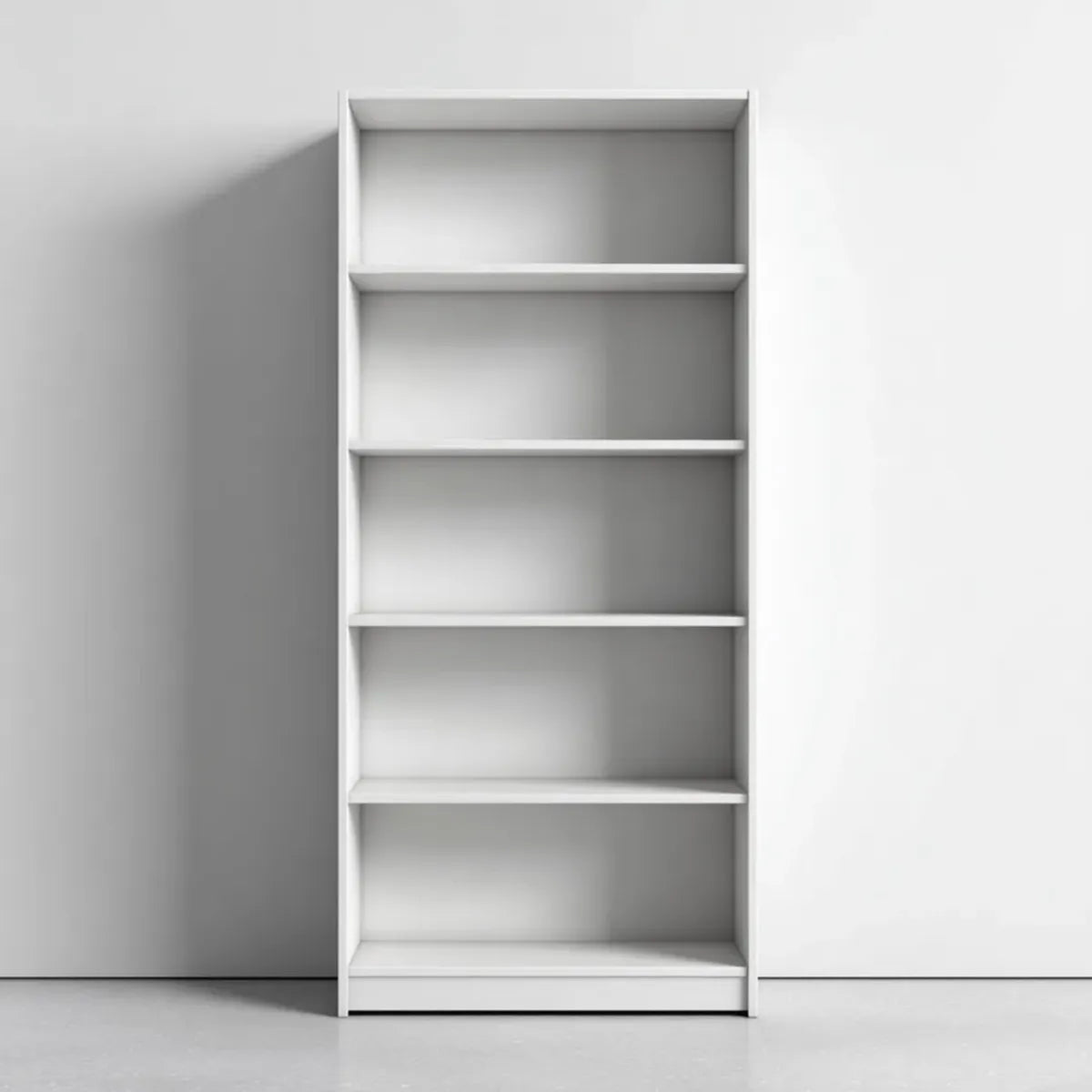 Bibliothèque droite blanche 60 x 30 x 180 cm en panneaux MDF mélaminés avec 5 étagères