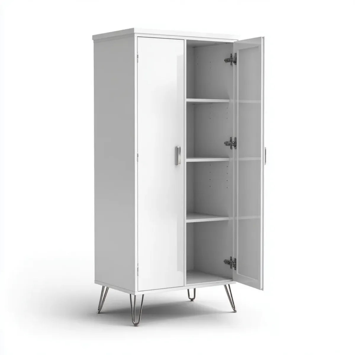 Armoire de rangement à 2 portes blanche 80 x 40 x 180 cm en acier rectangulaire