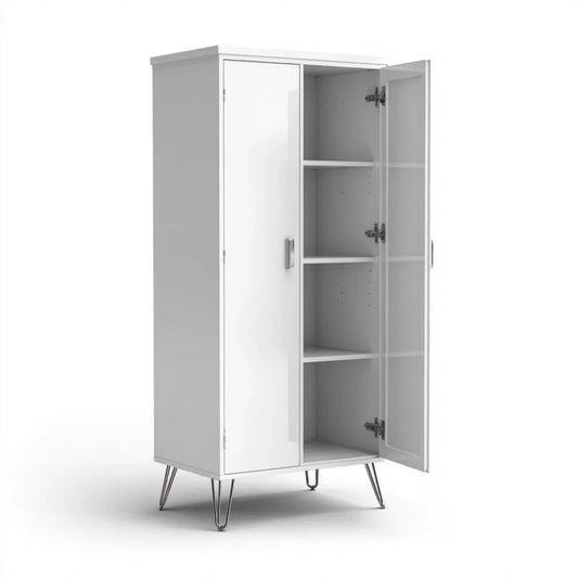 Armoire de rangement à 2 portes blanche 80 x 40 x 180 cm en acier rectangulaire