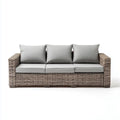 Canapé de jardin 3 places droit gris en rotin PE et acier 220 x 90 x 78 cm