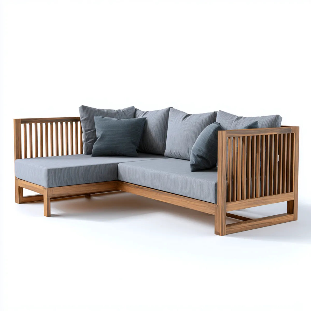 Canapé de jardin d'angle 2 pièces gris anthracite en acacia massif 220 x 160 x 75 cm