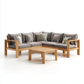 Salon de jardin d'angle 4 places gris en teck massif forme L 250 x 250 x 75 cm