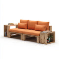 Canapé de jardin 3 places orange en bois de pin massif droit 240 x 70 x 75 cm
