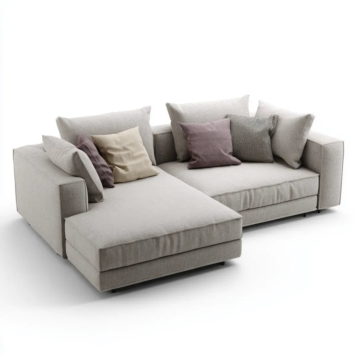 Canapé d'angle avec méridienne gauche gris clair 280 x 170 x 85 cm polyester forme L