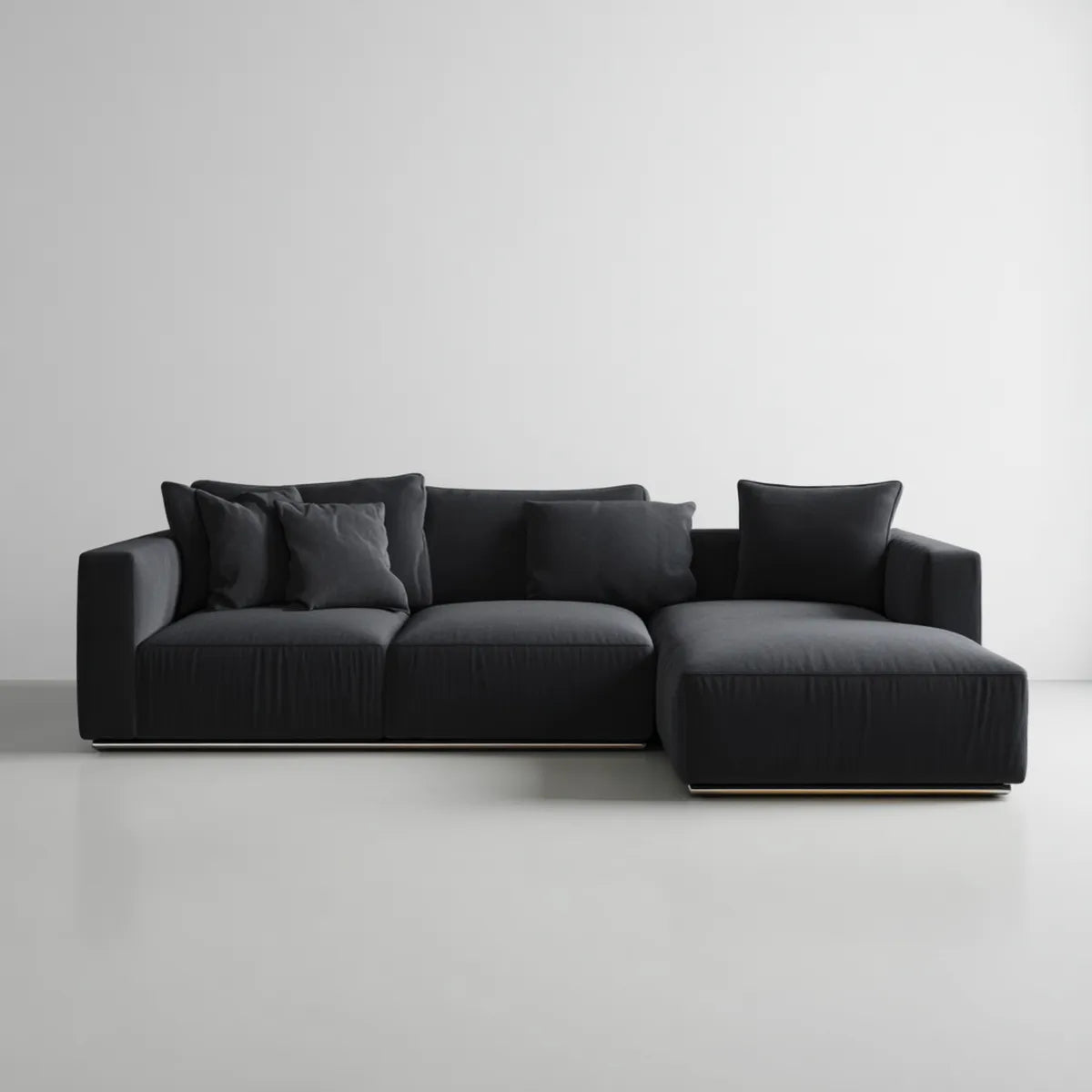 Canapé d'angle droit 4 places noir en polyester 280 x 165 x 85 cm