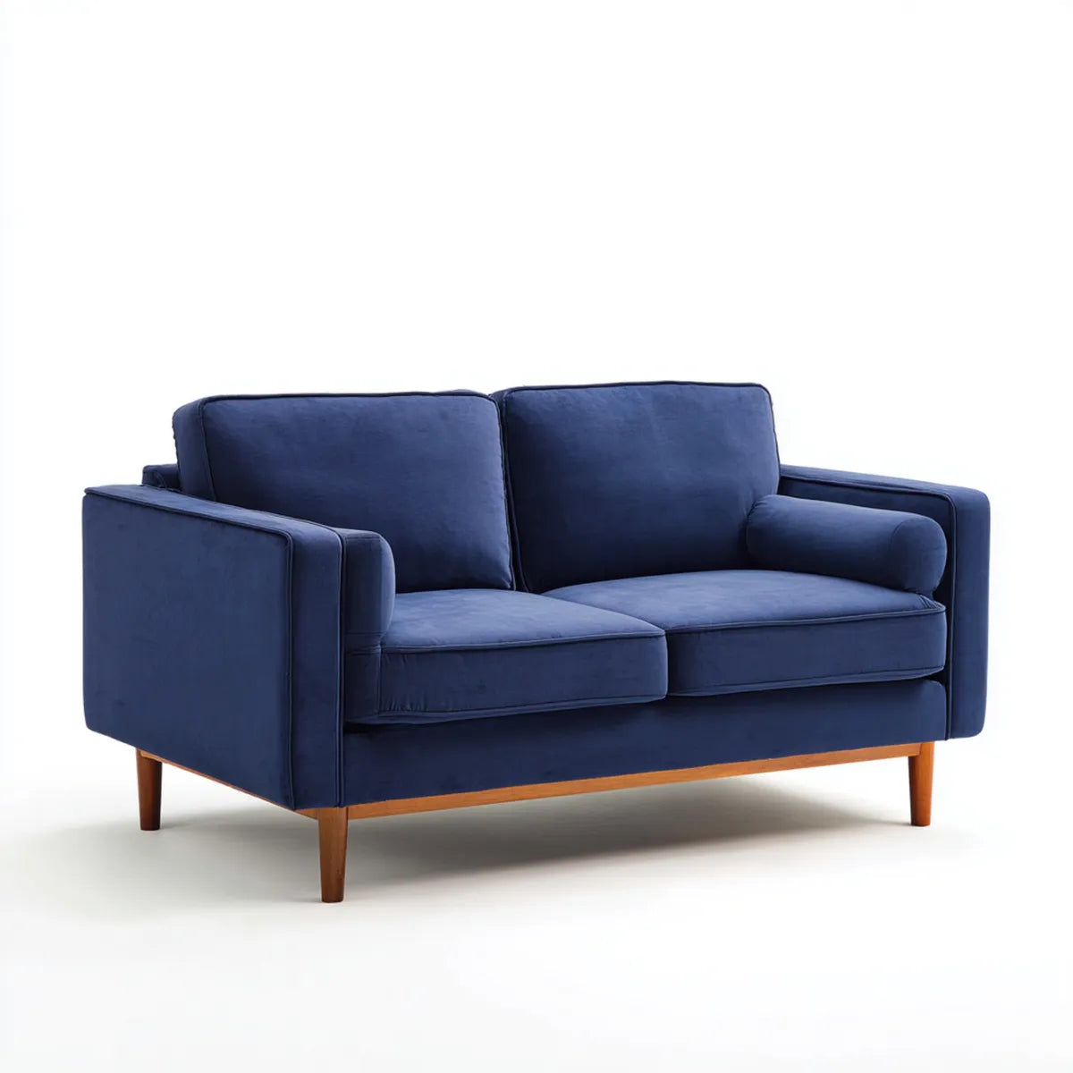 Canapé 2 places bleu marine 160 x 86 x 84 cm polyester aspect velours forme droite