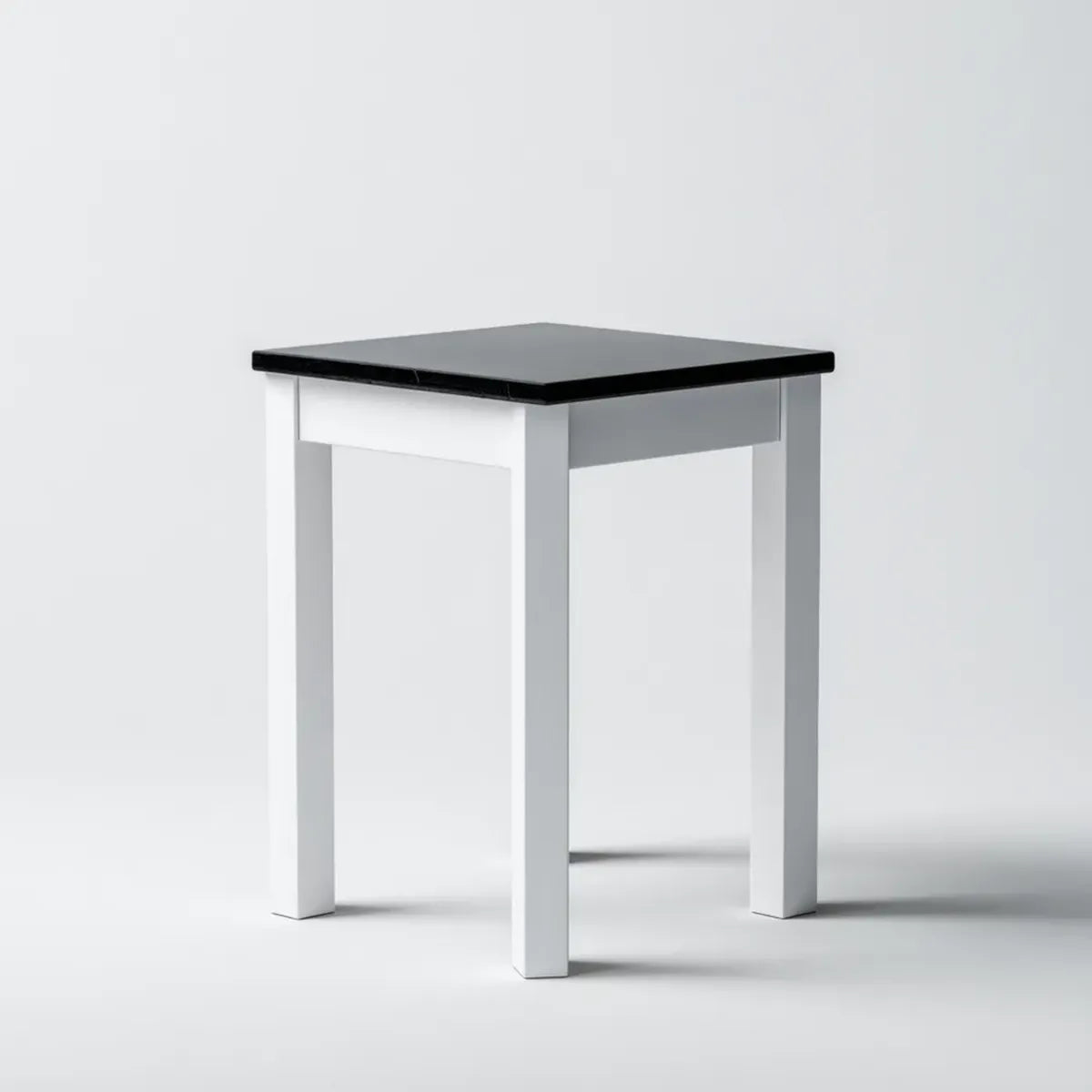 Table d'appoint carrée noire et blanche 45 x 45 x 55 cm en verre trempé et acier