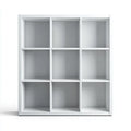 Bibliothèque 9 cases blanche en panneaux de particules mélaminés rectangulaire 90 x 30 x 90 cm