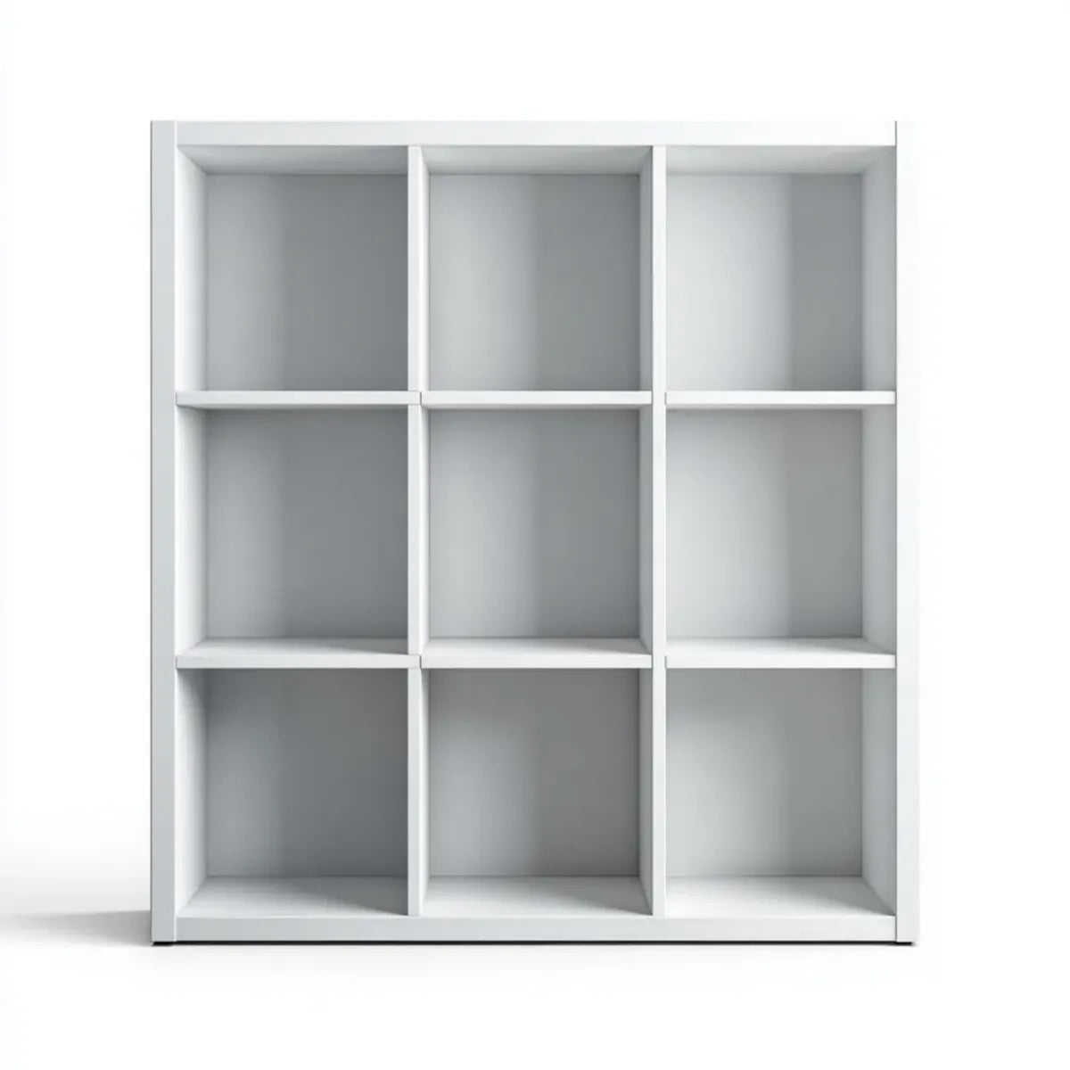 Bibliothèque 9 cases blanche en panneaux de particules mélaminés rectangulaire 90 x 30 x 90 cm